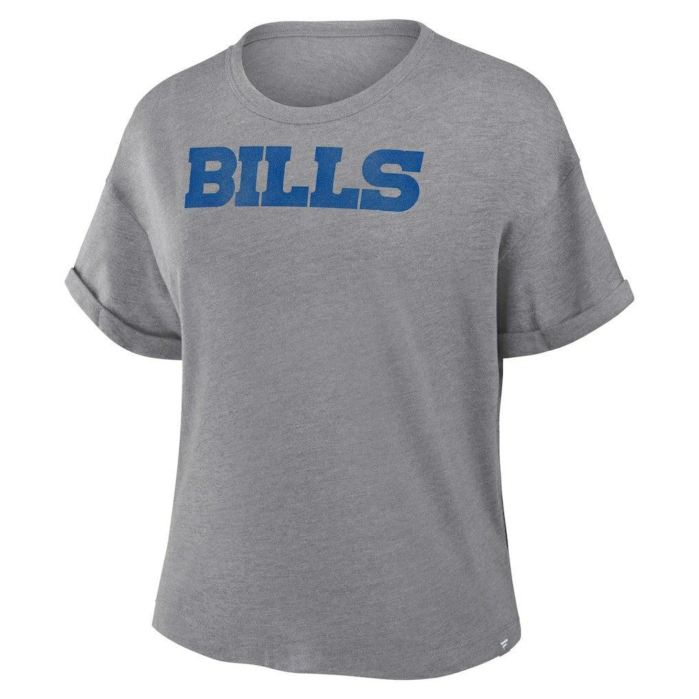Buffalo Bills Women's Swing Pass Tri-Blend Boxy T-Shirt - Heather Gray T-shirts