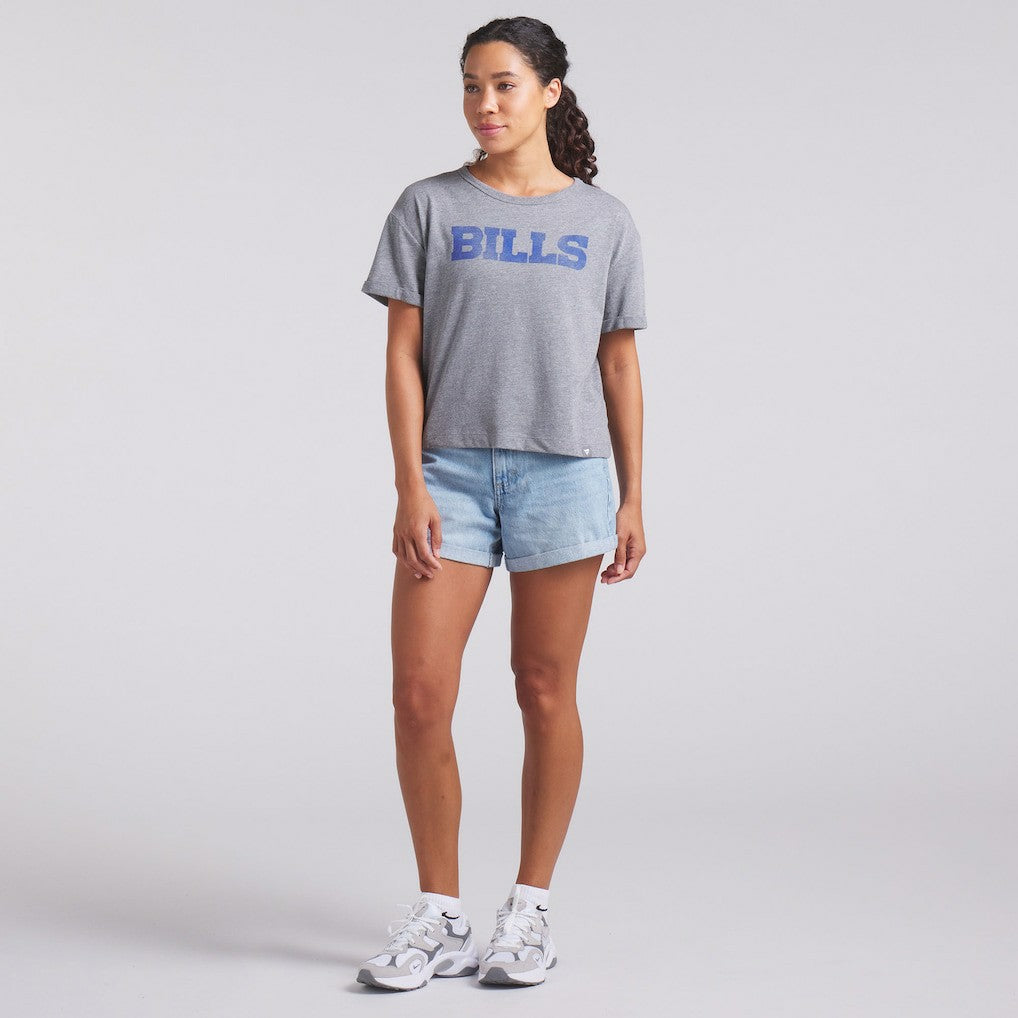 Buffalo Bills Women's Swing Pass Tri-Blend Boxy T-Shirt - Heather Gray T-shirts