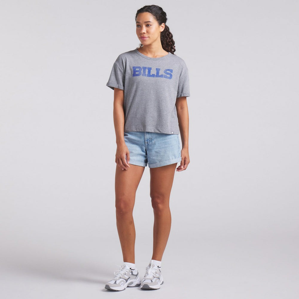 Buffalo Bills Women's Swing Pass Tri-Blend Boxy T-Shirt - Heather Gray T-shirts