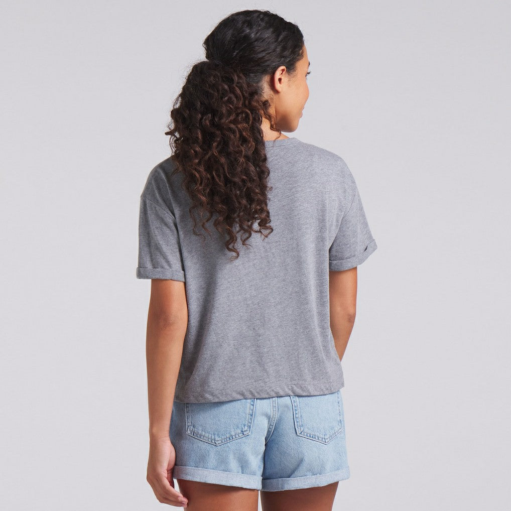 Buffalo Bills Women's Swing Pass Tri-Blend Boxy T-Shirt - Heather Gray T-shirts