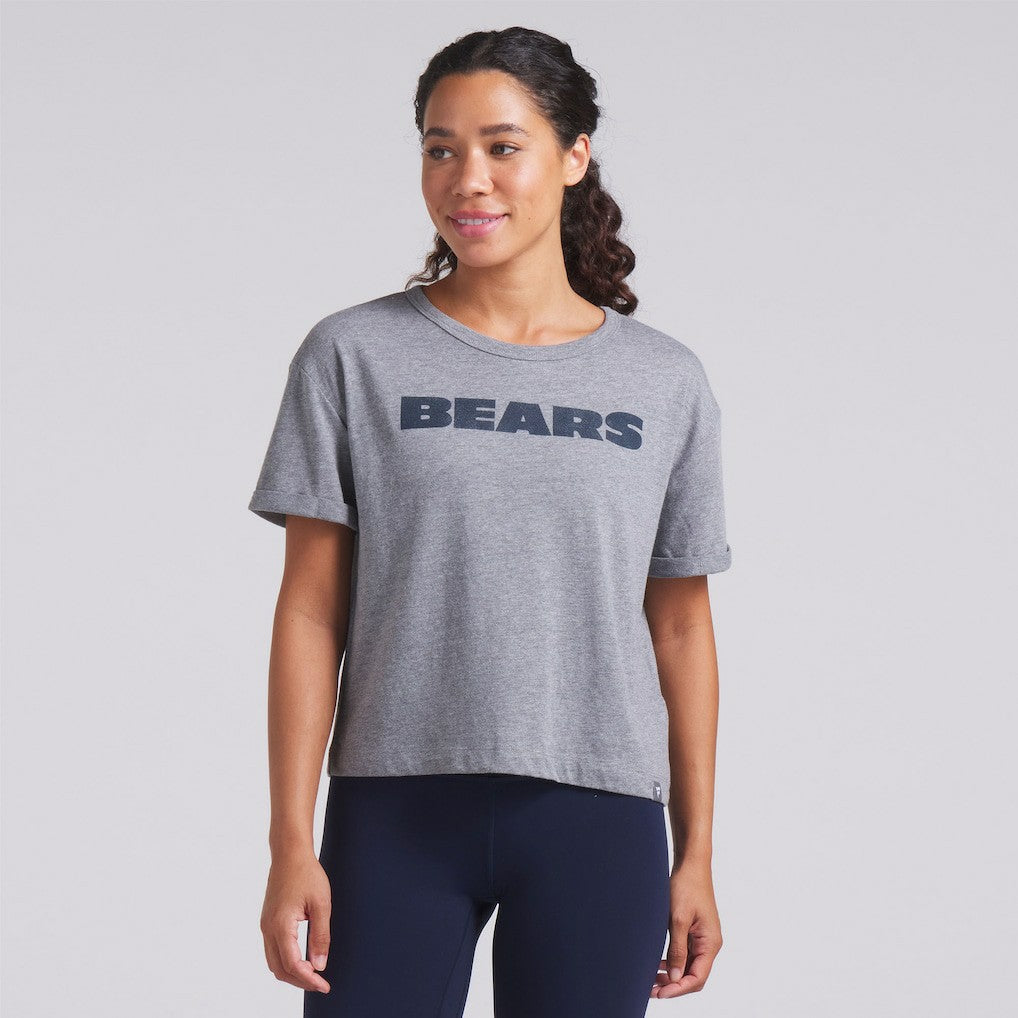 Chicago Bears Women's Swing Pass Tri-Blend Boxy T-Shirt - Heather Gray T-shirts