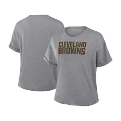 Cleveland Browns Women's Swing Pass Tri-Blend Boxy T-Shirt - Heather Gray T-shirts