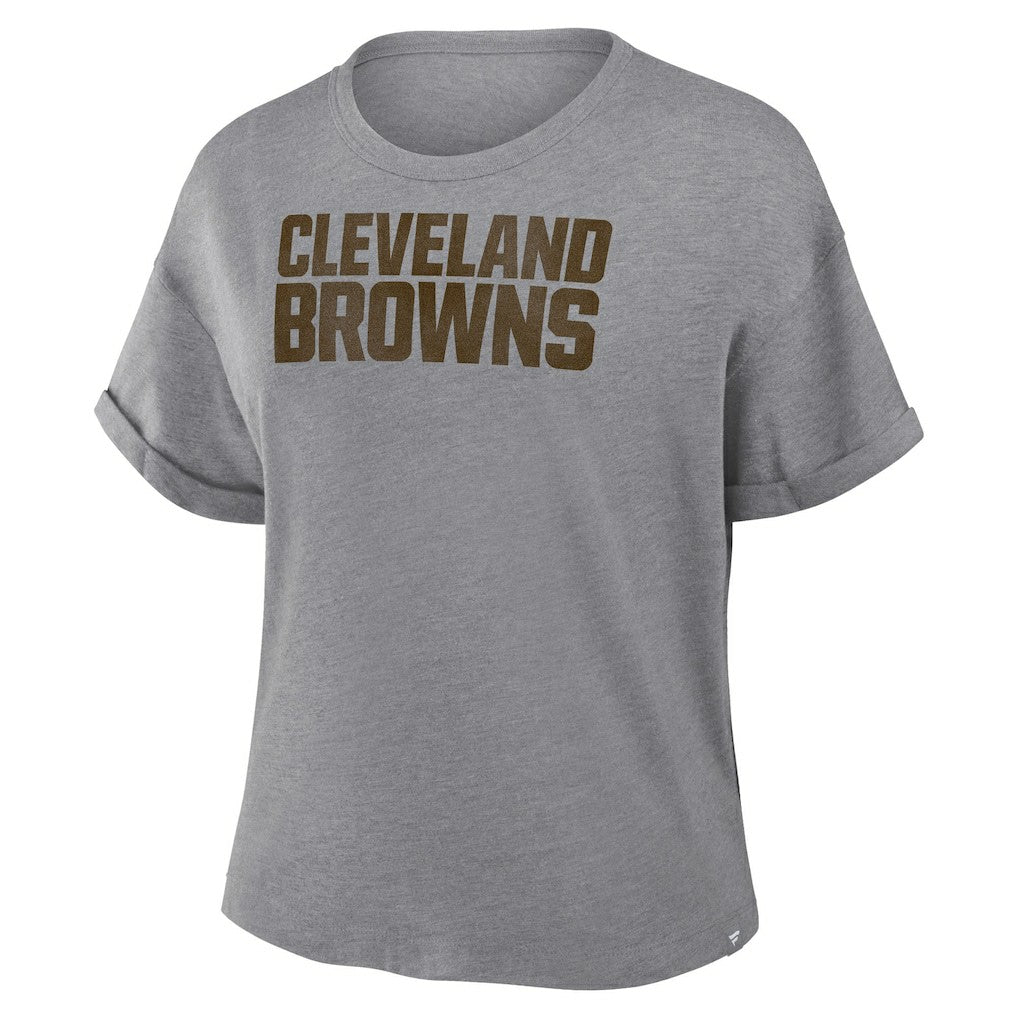 Cleveland Browns Women's Swing Pass Tri-Blend Boxy T-Shirt - Heather Gray T-shirts