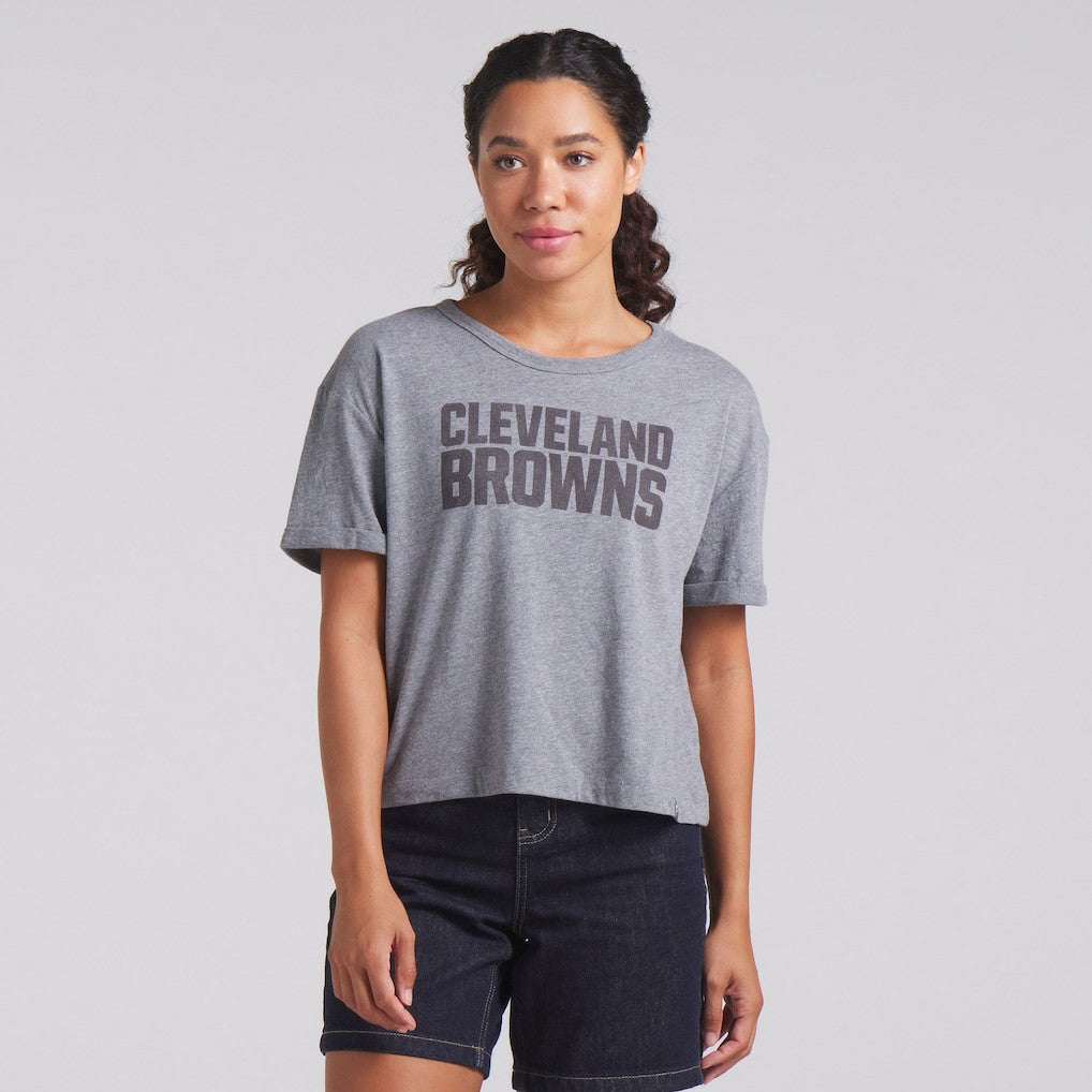 Cleveland Browns Women's Swing Pass Tri-Blend Boxy T-Shirt - Heather Gray T-shirts