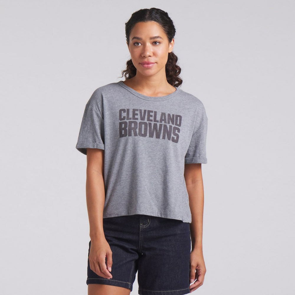 Cleveland Browns Women's Swing Pass Tri-Blend Boxy T-Shirt - Heather Gray T-shirts