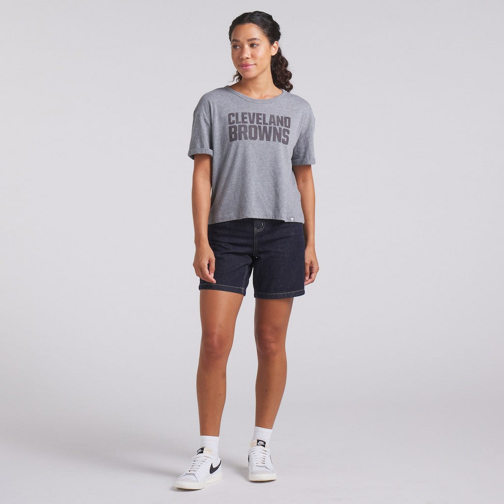 Cleveland Browns Women's Swing Pass Tri-Blend Boxy T-Shirt - Heather Gray T-shirts