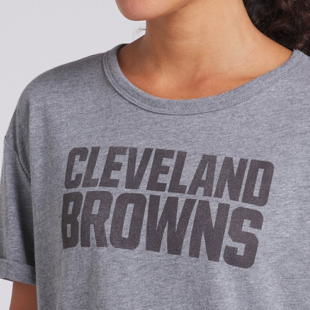 Cleveland Browns Women's Swing Pass Tri-Blend Boxy T-Shirt - Heather Gray T-shirts