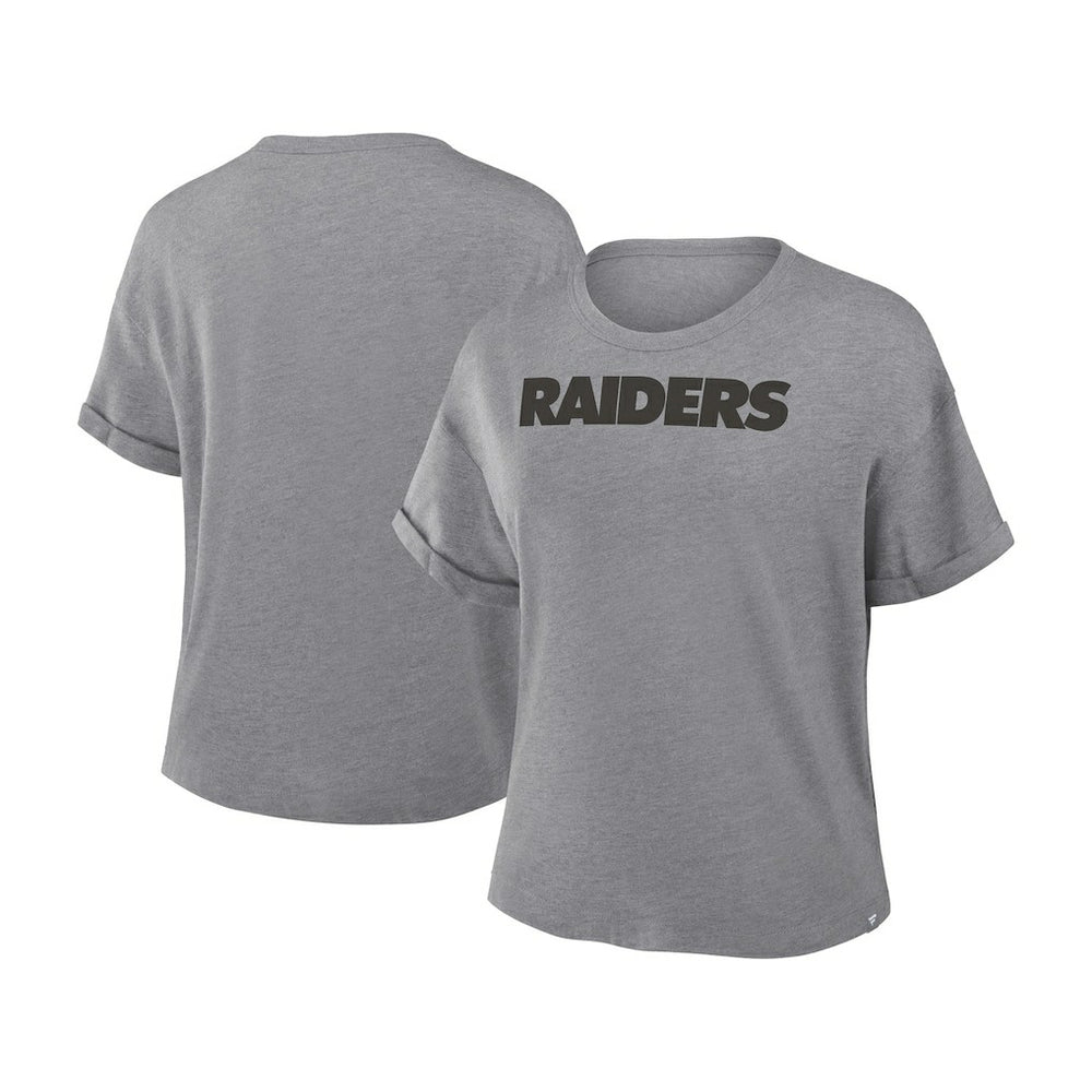 Las Vegas Raiders Women's Swing Pass Tri-Blend Boxy T-Shirt - Heather Gray T-shirts