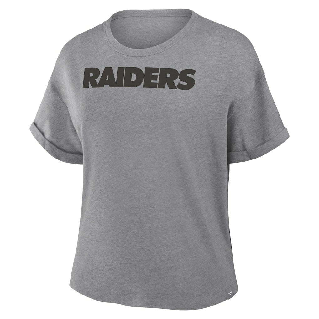 Las Vegas Raiders Women's Swing Pass Tri-Blend Boxy T-Shirt - Heather Gray T-shirts
