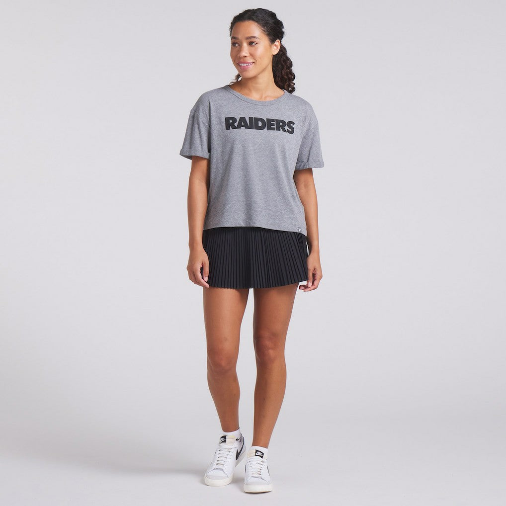 Las Vegas Raiders Women's Swing Pass Tri-Blend Boxy T-Shirt - Heather Gray T-shirts