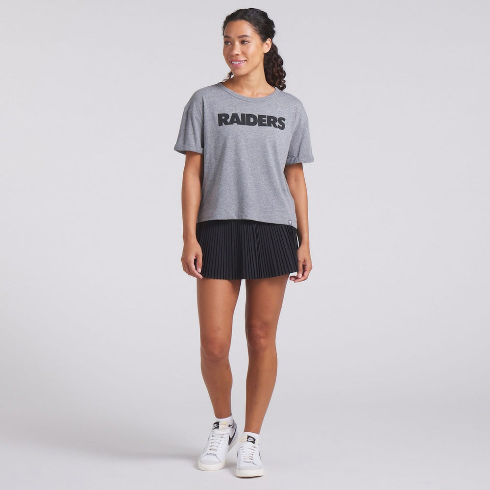 Las Vegas Raiders Women's Swing Pass Tri-Blend Boxy T-Shirt - Heather Gray T-shirts