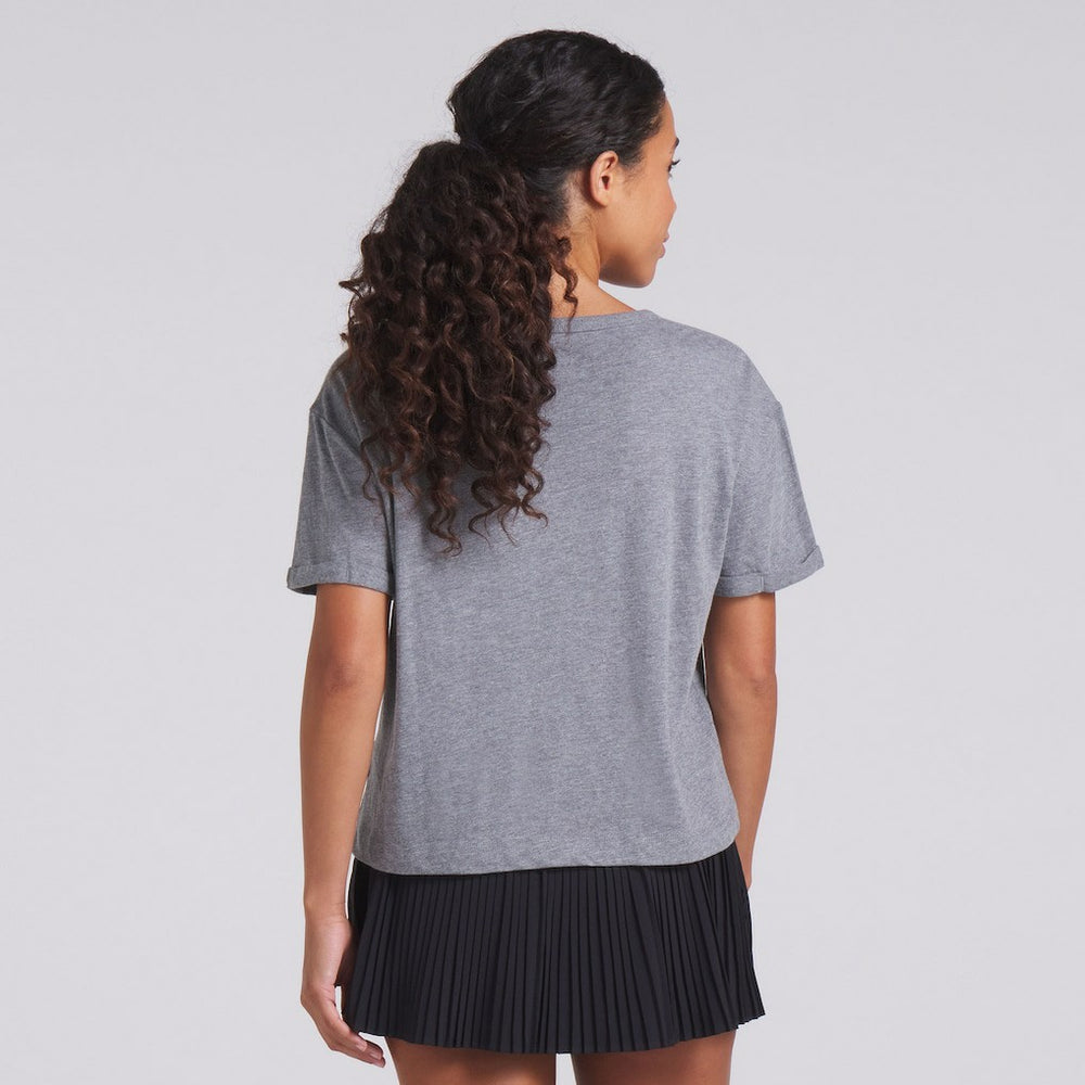 Las Vegas Raiders Women's Swing Pass Tri-Blend Boxy T-Shirt - Heather Gray T-shirts