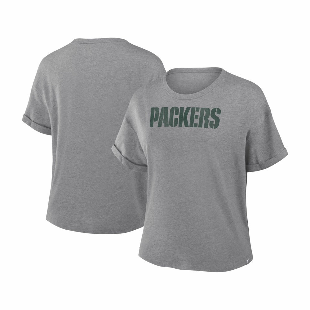 Green Bay Packers Women's Swing Pass Tri-Blend Boxy T-Shirt - Heather Gray T-shirts
