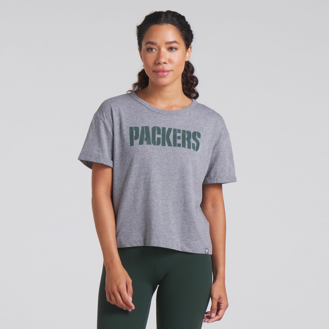 Green Bay Packers Women's Swing Pass Tri-Blend Boxy T-Shirt - Heather Gray T-shirts