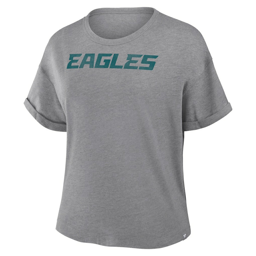 Philadelphia Eagles Women's Swing Pass Tri-Blend Boxy T-Shirt - Heather Gray T-shirts