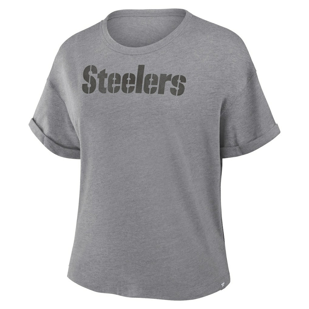 Pittsburgh Steelers Women's Swing Pass Tri-Blend Boxy T-Shirt - Heather Gray T-shirts