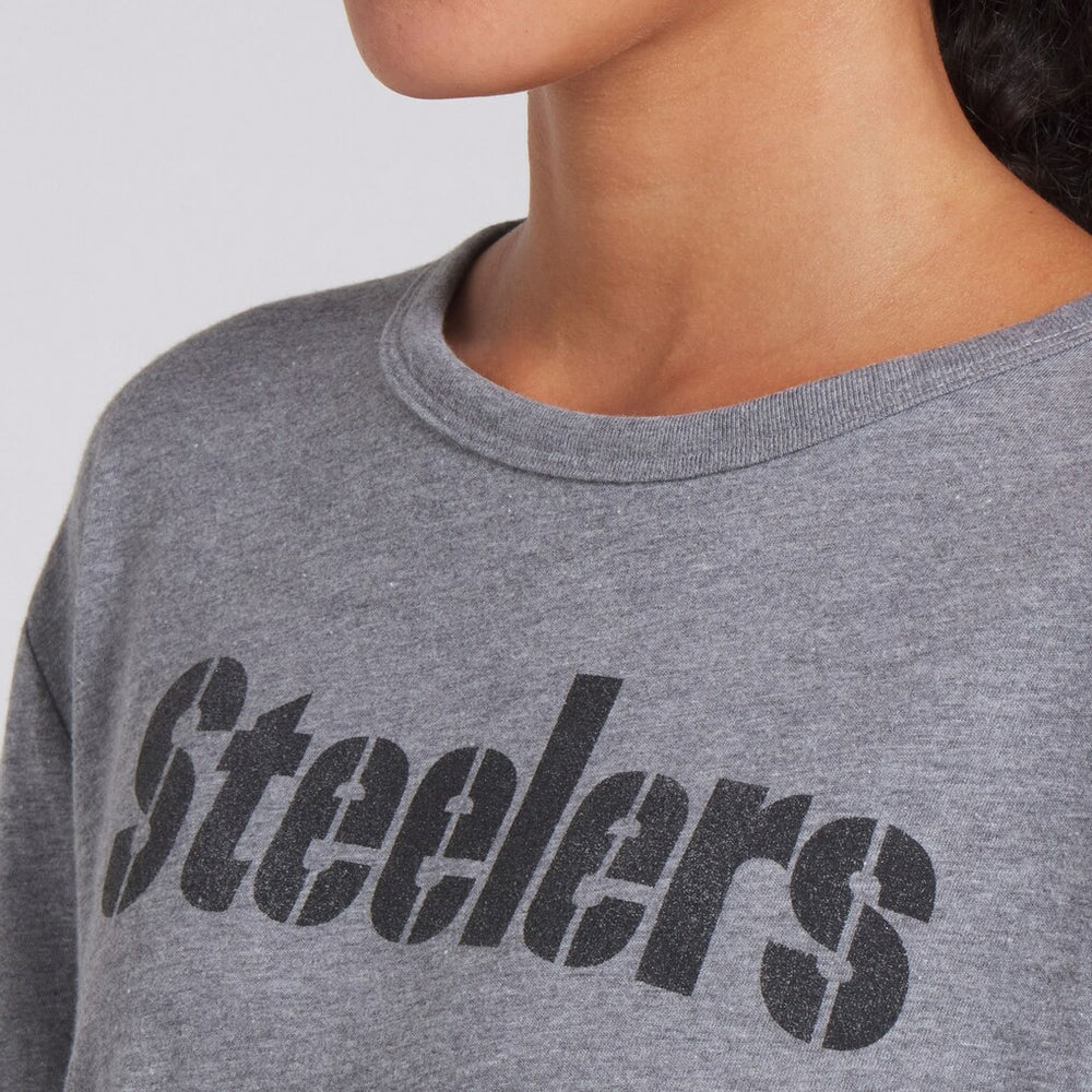 Pittsburgh Steelers Women's Swing Pass Tri-Blend Boxy T-Shirt - Heather Gray T-shirts