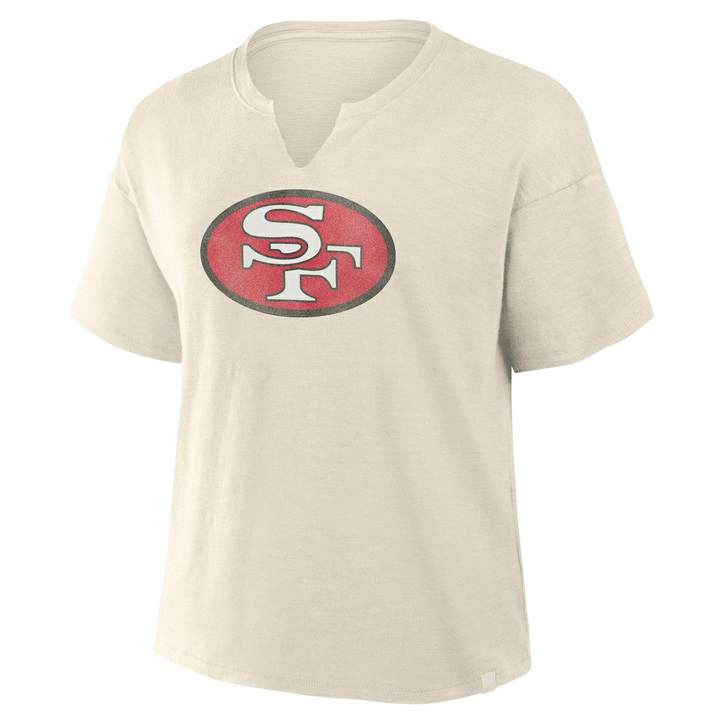 San Francisco 49ers Women's Trick Play Slub Boxy T-Shirt - Cream T-shirts