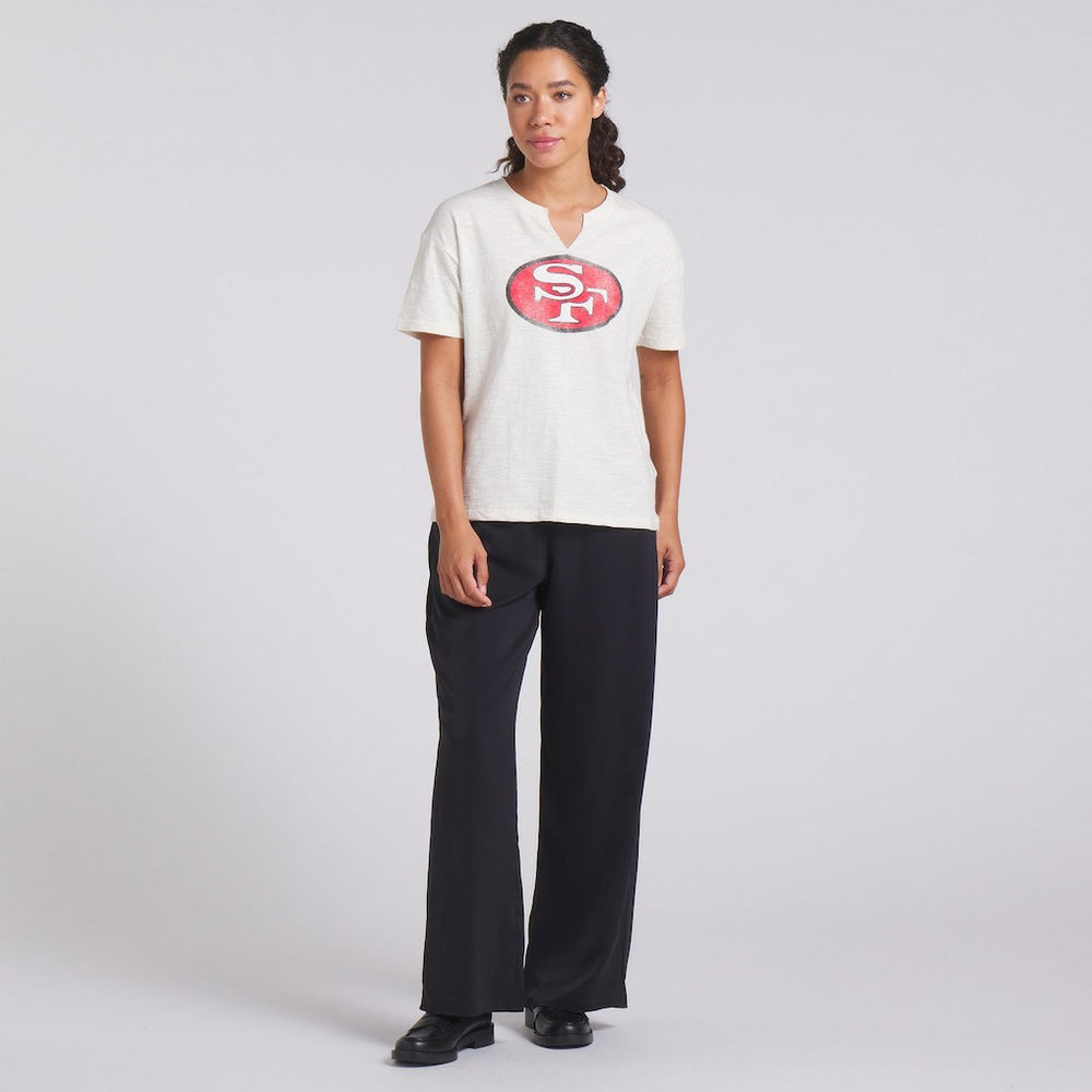 San Francisco 49ers Women's Trick Play Slub Boxy T-Shirt - Cream T-shirts