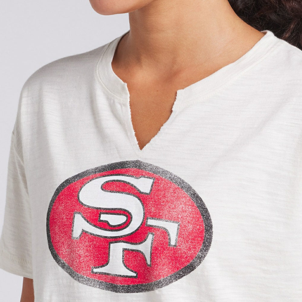 San Francisco 49ers Women's Trick Play Slub Boxy T-Shirt - Cream T-shirts