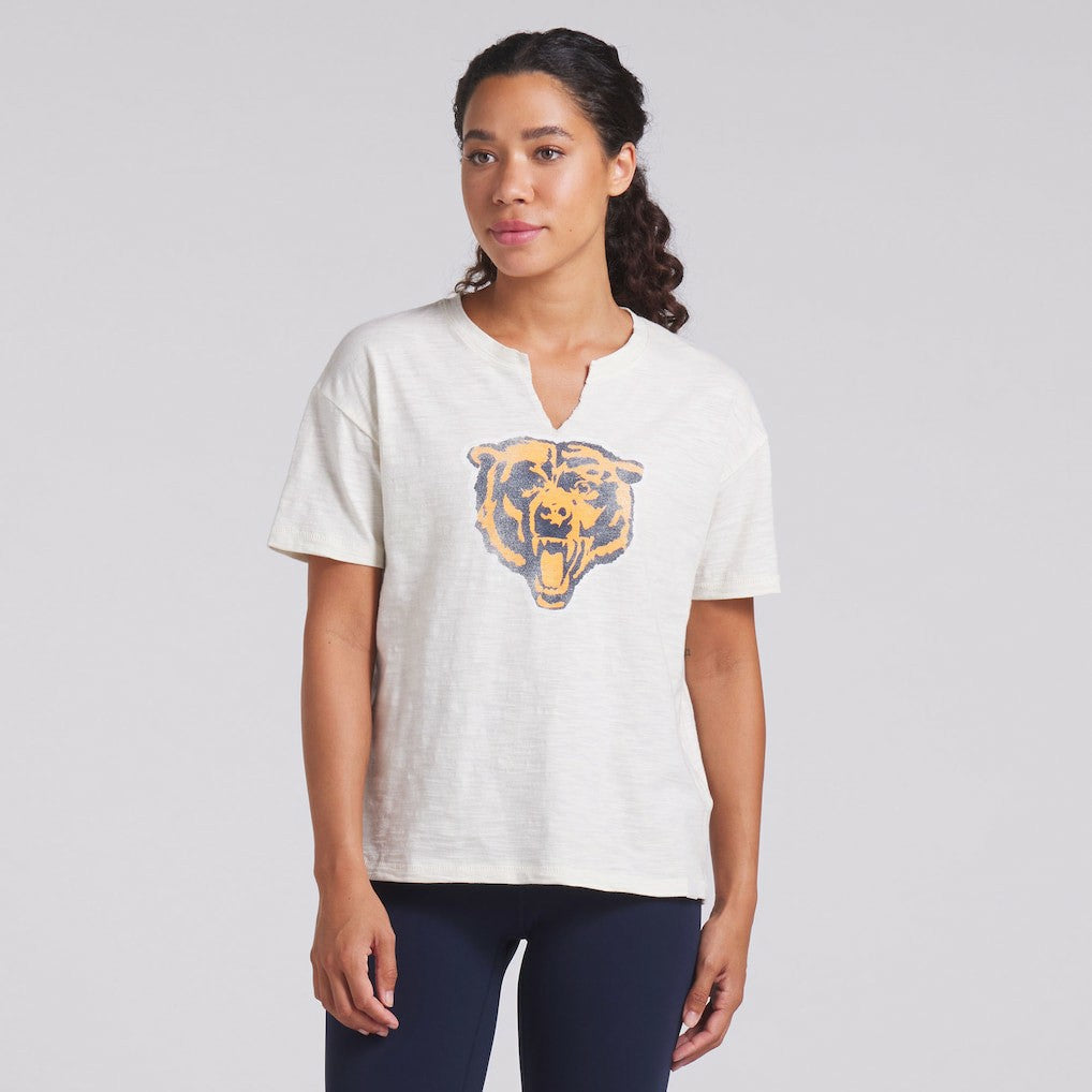 Chicago Bears Women's Trick Play Slub Boxy T-Shirt - Cream T-shirts