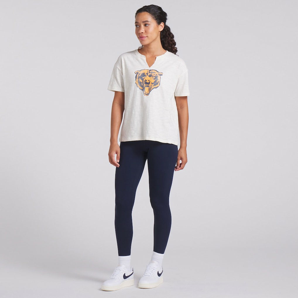 Chicago Bears Women's Trick Play Slub Boxy T-Shirt - Cream T-shirts