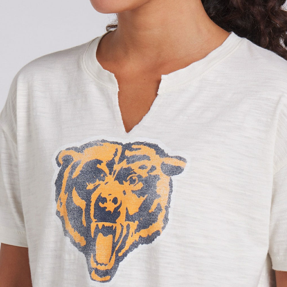 Chicago Bears Women's Trick Play Slub Boxy T-Shirt - Cream T-shirts