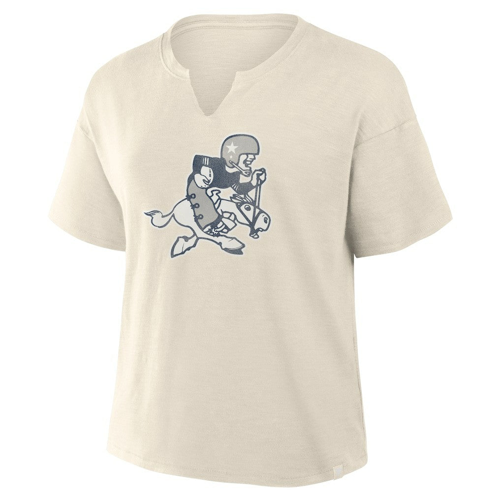 Dallas Cowboys Women's Trick Play Slub Boxy T-Shirt - Cream T-shirts