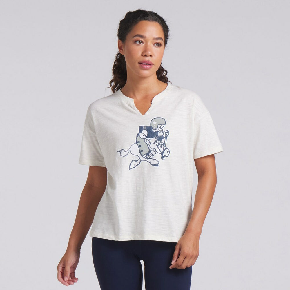 Dallas Cowboys Women's Trick Play Slub Boxy T-Shirt - Cream T-shirts