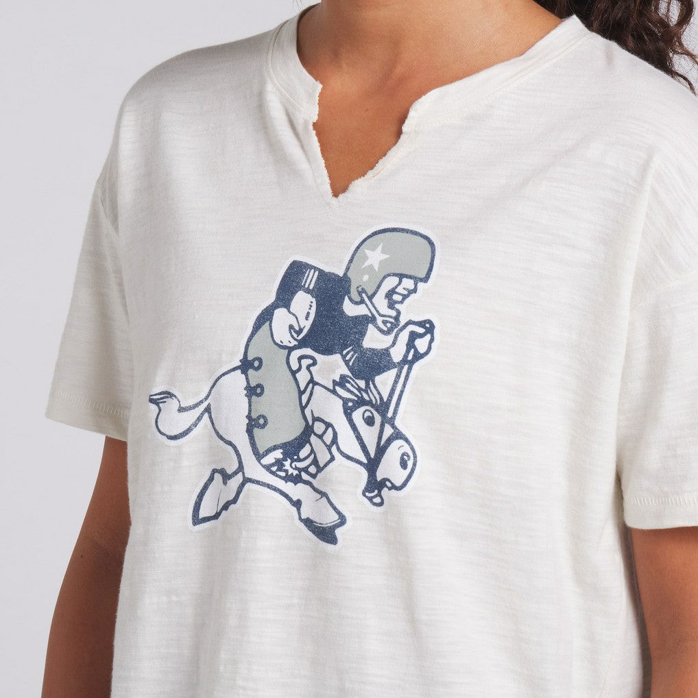 Dallas Cowboys Women's Trick Play Slub Boxy T-Shirt - Cream T-shirts