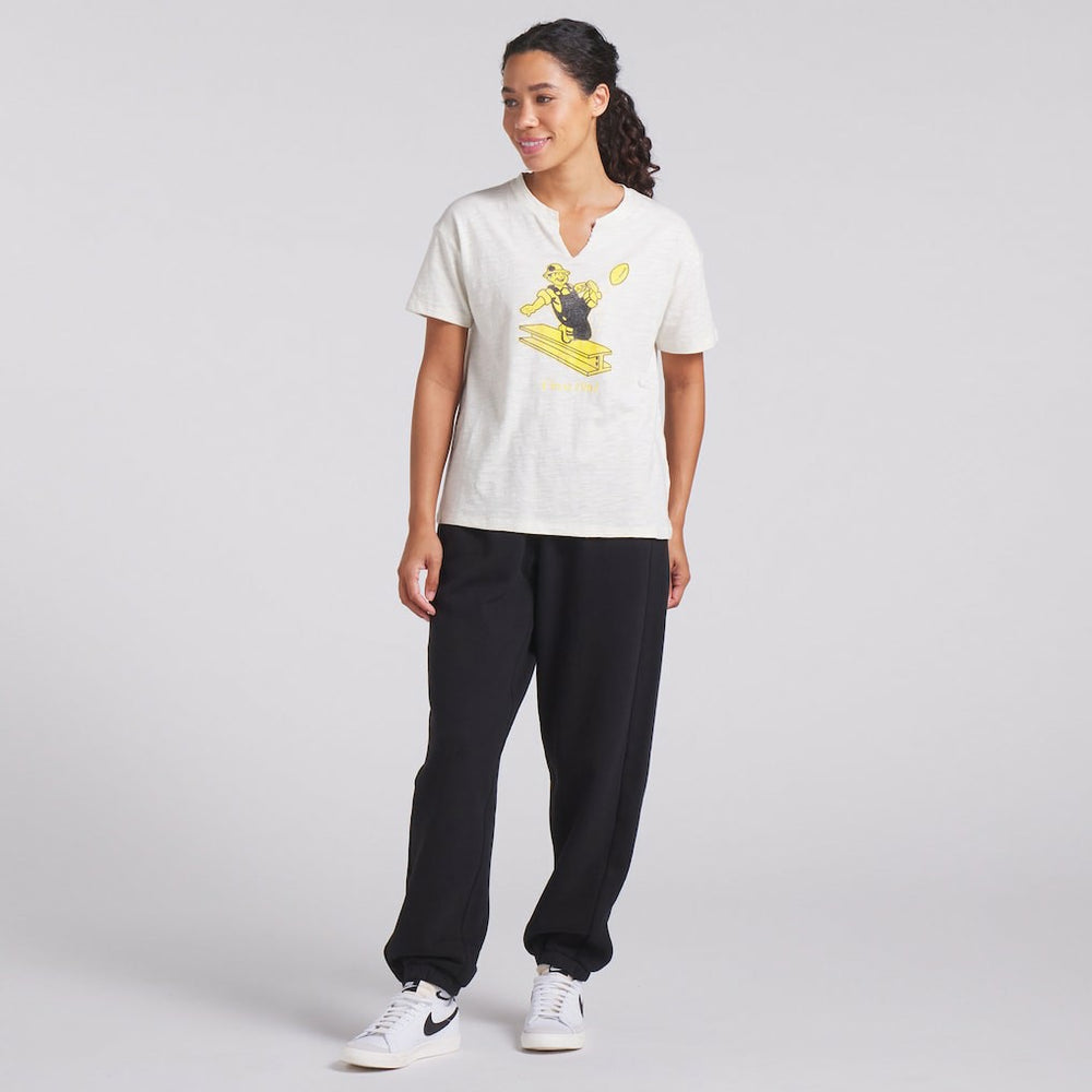 Pittsburgh Steelers Women's Trick Play Slub Boxy T-Shirt - Cream T-shirts