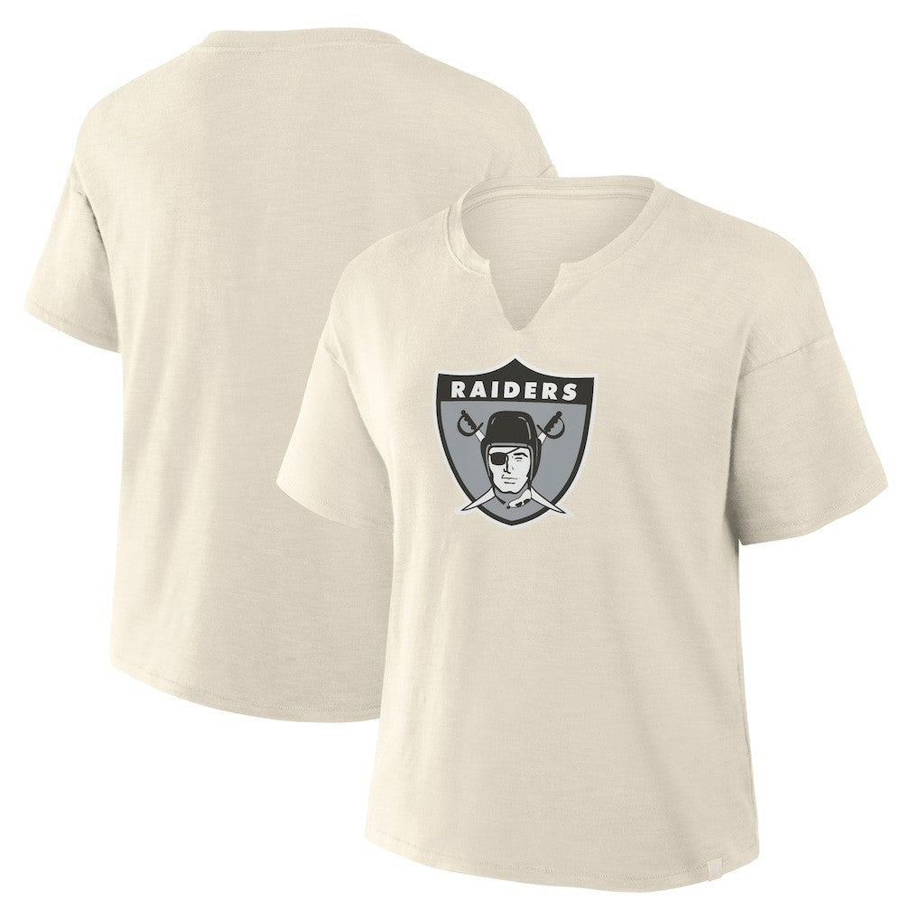 Las Vegas Raiders Women's Trick Play Slub Boxy T-Shirt - Cream T-shirts