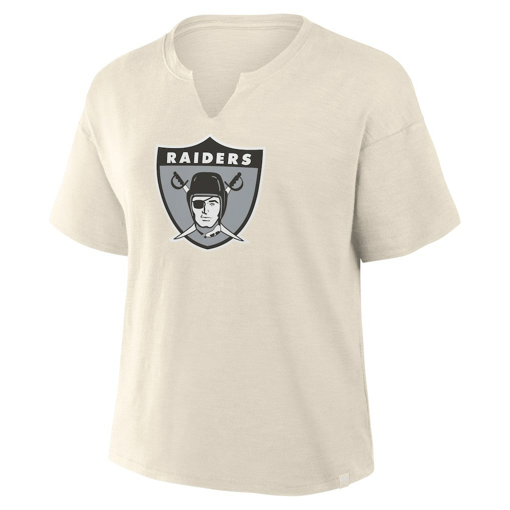 Las Vegas Raiders Women's Trick Play Slub Boxy T-Shirt - Cream T-shirts