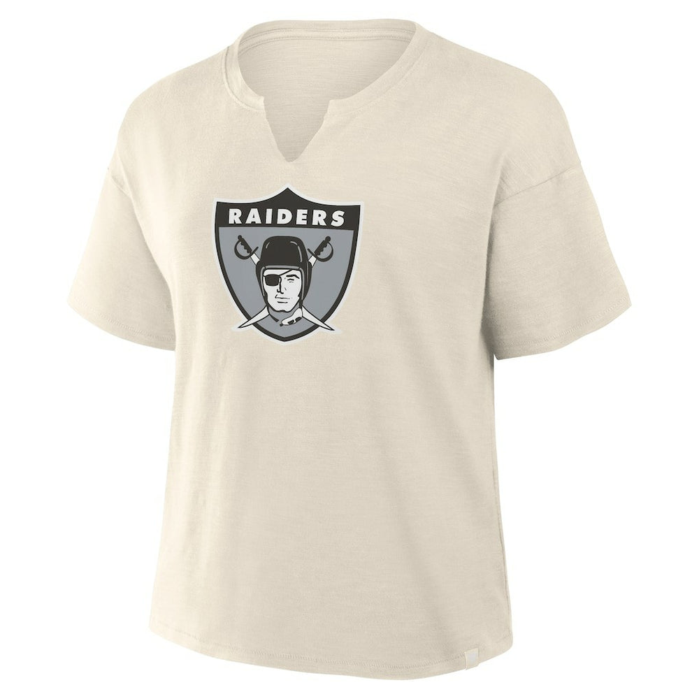 Las Vegas Raiders Women's Trick Play Slub Boxy T-Shirt - Cream T-shirts