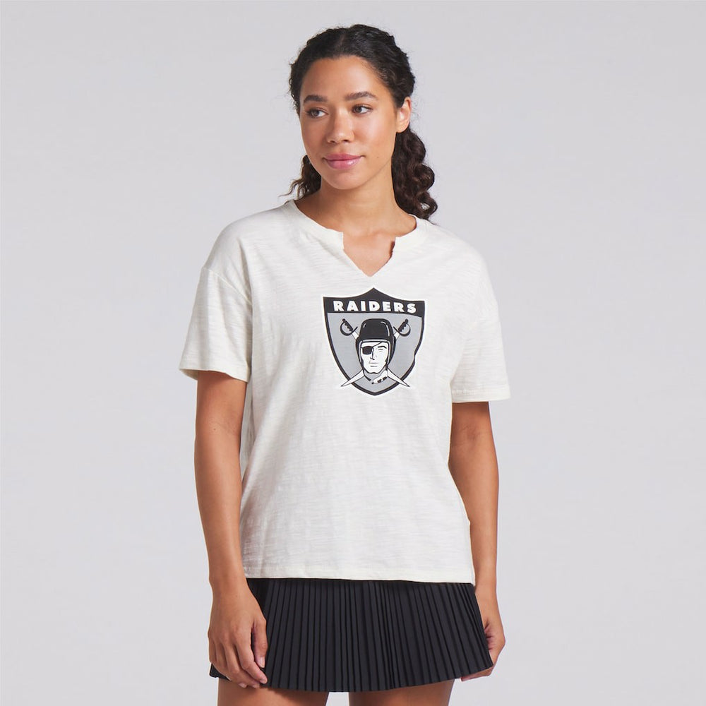 Las Vegas Raiders Women's Trick Play Slub Boxy T-Shirt - Cream T-shirts
