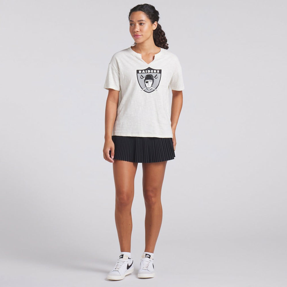 Las Vegas Raiders Women's Trick Play Slub Boxy T-Shirt - Cream T-shirts