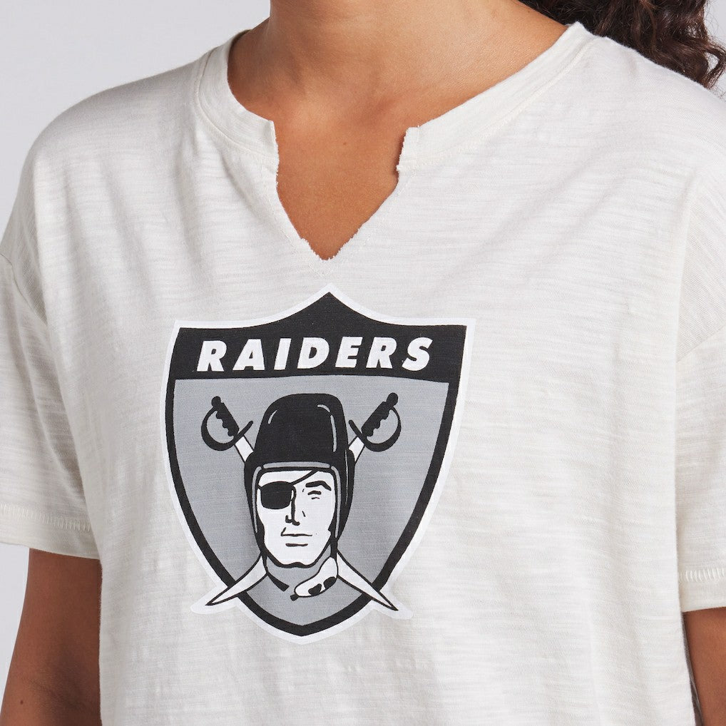 Las Vegas Raiders Women's Trick Play Slub Boxy T-Shirt - Cream T-shirts
