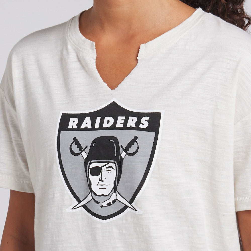 Las Vegas Raiders Women's Trick Play Slub Boxy T-Shirt - Cream T-shirts