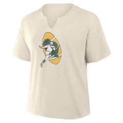 Green Bay Packers Women's Trick Play Slub Boxy T-Shirt - Cream T-shirts