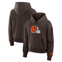 Cleveland Browns Women's Legacy Fleece Pullover Hoodie - Brown Hoodies