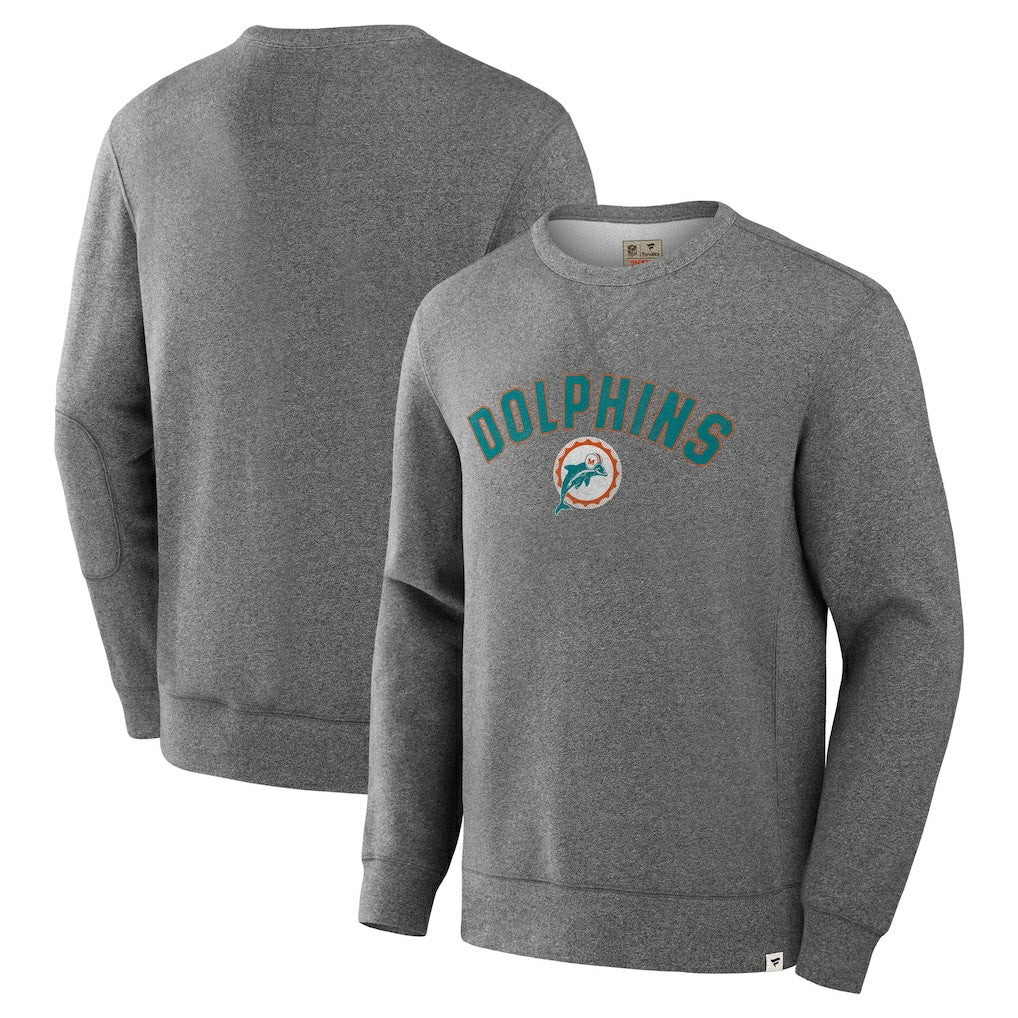 Miami Dolphins Loop Terry Pullover Sweatshirt - Heather Gray Pullover