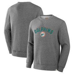 Miami Dolphins Loop Terry Pullover Sweatshirt - Heather Gray Pullover