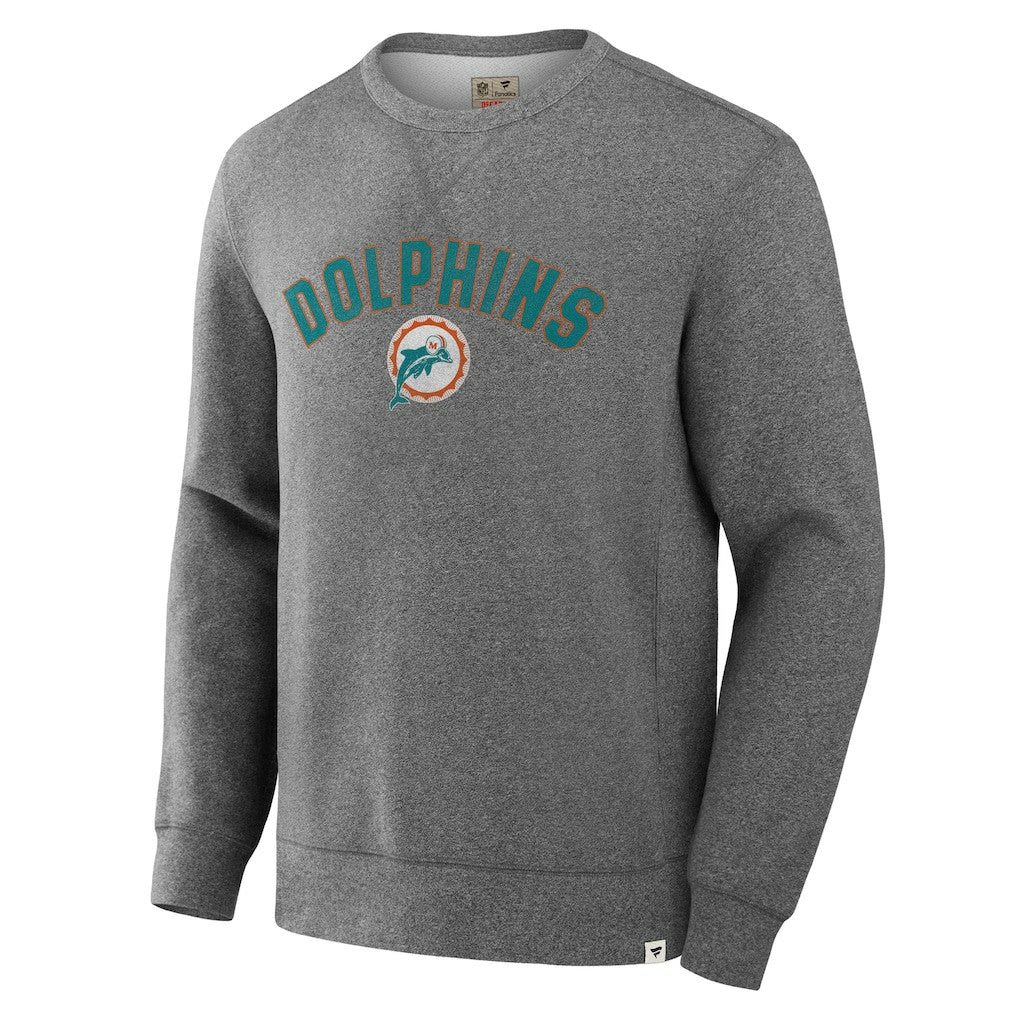 Miami Dolphins Loop Terry Pullover Sweatshirt - Heather Gray Pullover