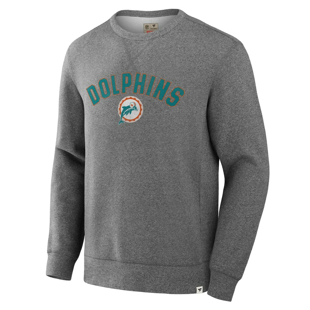Miami Dolphins Loop Terry Pullover Sweatshirt - Heather Gray Pullover