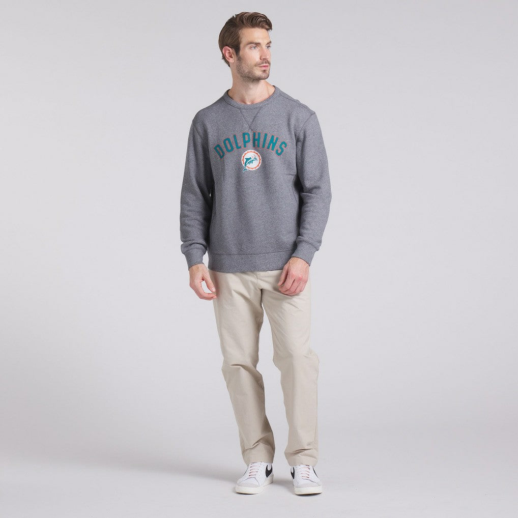 Miami Dolphins Loop Terry Pullover Sweatshirt - Heather Gray Pullover