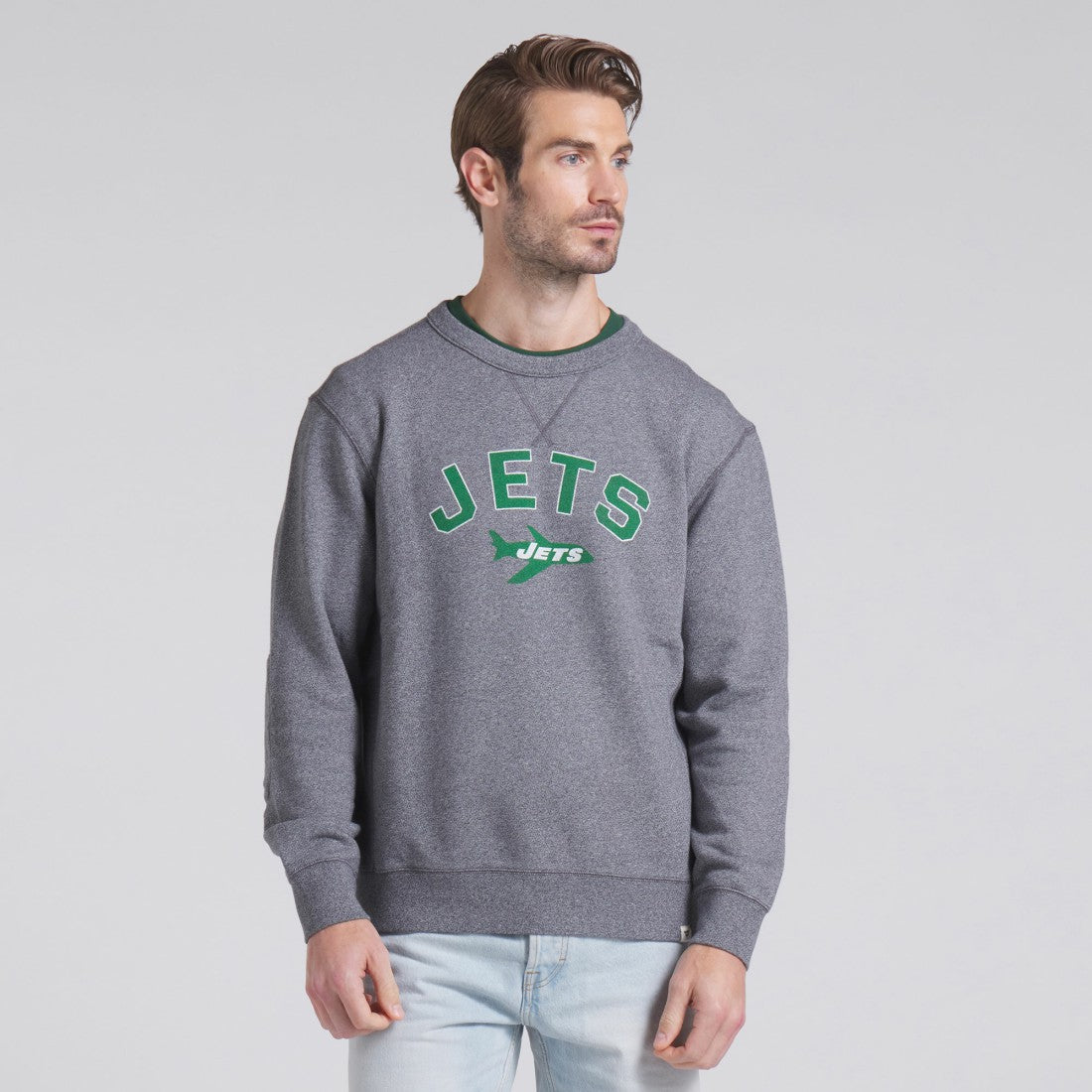 New York Jets Loop Terry Pullover Sweatshirt - Heather Gray Pullover