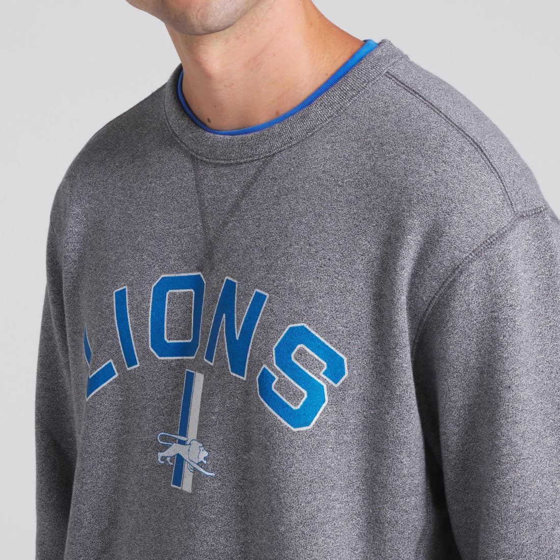 Detroit Lions Loop Terry Pullover Sweatshirt - Heather Gray Pullover