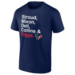 Houston Texans Stroud, Mixon, Dell, Collins & Diggs T-Shirt - Navy T-shirts