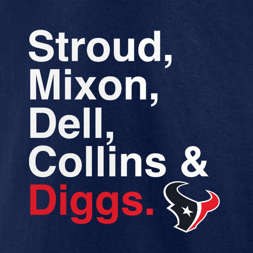 Houston Texans Stroud, Mixon, Dell, Collins & Diggs T-Shirt - Navy T-shirts