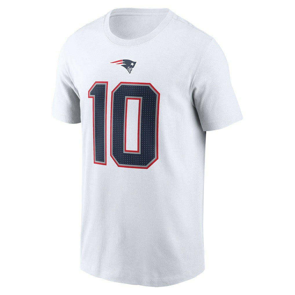 Drake Maye New England Patriots Player Name & Number T-Shirt - White T-shirts
